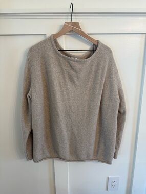 Cozy Beige Oversized Crewneck Sweater